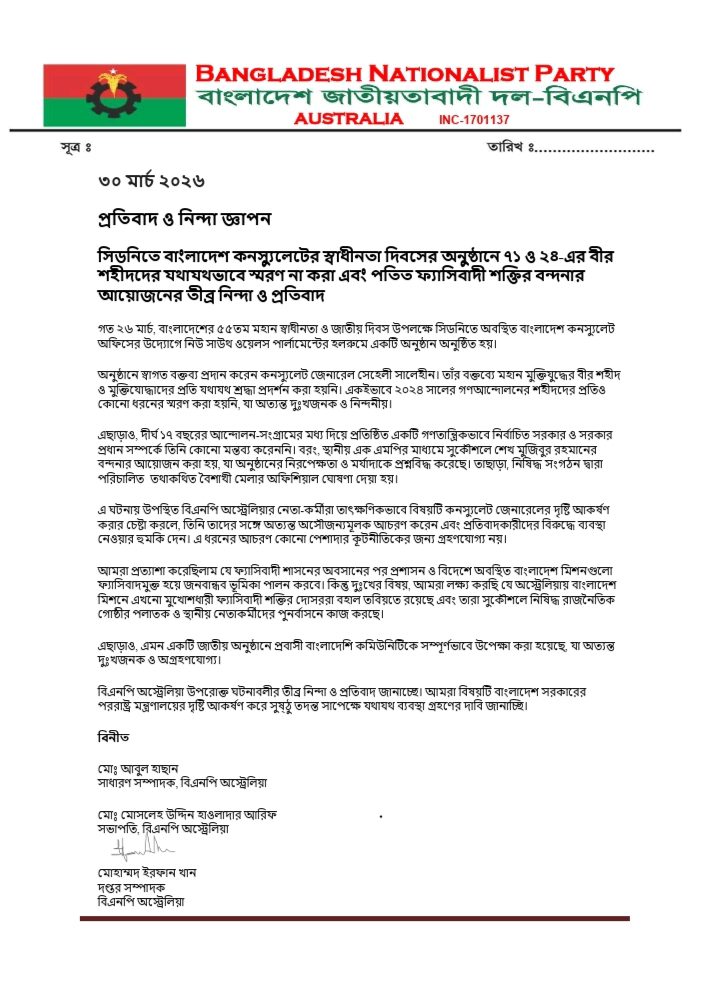 বাংলাদেশ হাইকমিশন ক্যানবেরা এবং সিডনি অফিস আওয়ামীলীগের আমলের একটি রাজনৈতিক অফিস