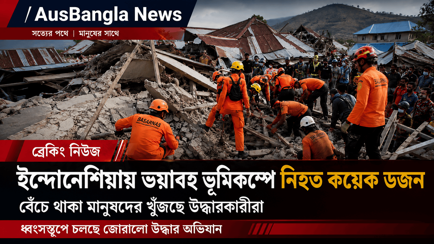 ইন্দোনেশিয়ায় শক্তিশালী ভূমিকম্পে নিহত ৪৭, ধ্বংসস্তূপে জীবিতদের খুঁজছেন উদ্ধারকারীরা