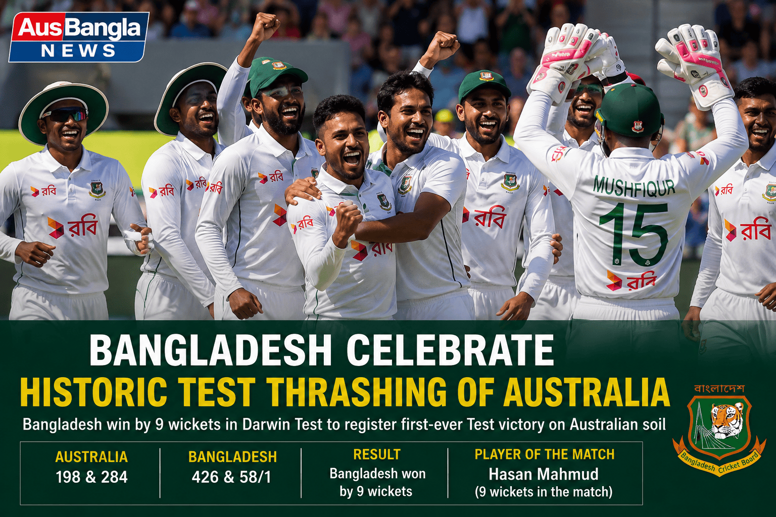 Bangladesh Celebrate Historic Test Thrashing of Australia