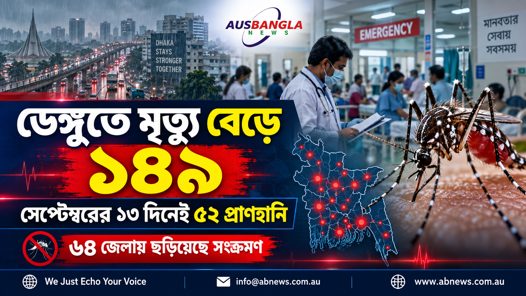 ডেঙ্গুতে মৃত্যু ১৪৯, সেপ্টেম্বরের ১৩ দিনেই ৫২ প্রাণহানি, ৬৪ জেলায় ছড়িয়েছে সংক্রমণ